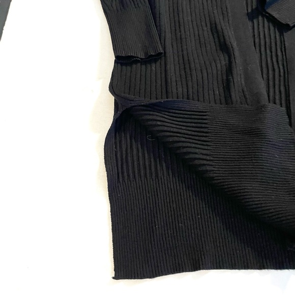 Black Ribbed Knit Women's Cardigan Sweater - Picture 5 of 9